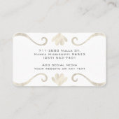 Parelwitte zilveren bloemrijke elegante luxe vrouw visitekaartje (Achterkant)