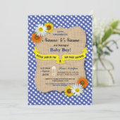 Paren Baby shower BBQ BaByQ Daisy Flower Uitnodige Kaart (Staand voorkant)