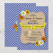 Paren Baby shower BBQ BaByQ Daisy Flower Uitnodige Kaart (Voorkant / Achterkant)