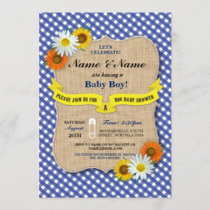 Paren Baby shower BBQ BaByQ Daisy Flower Uitnodige Kaart