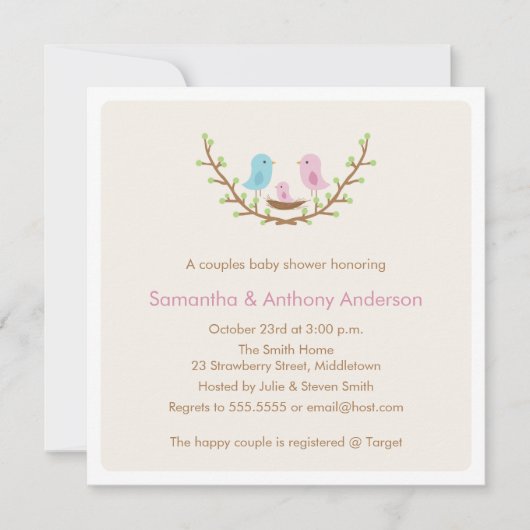 Paren Baby shower Invitation - Girl Kaart (Voorkant)