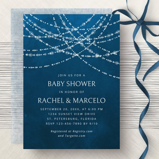 Paren Baby shower String Lichten Blauw Kaart