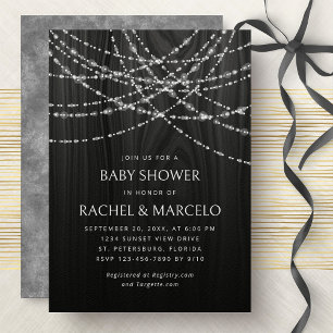 Paren Baby shower String Lights Zwart Rustiek Kaart