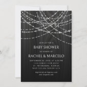 Paren Baby shower String Lights Zwart Rustiek Kaart (Voorkant)