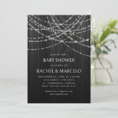 Paren Baby shower String Lights Zwart Rustiek Kaart (Staand voorkant)