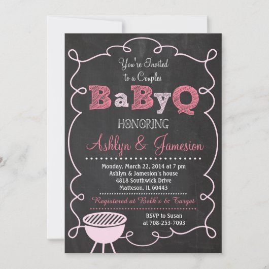 Paren BabyQ BBQ Baby shower Uitnodiging (Voorkant)