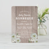 Paren BBQ Rozen & Houten Baby shower Uitnodiging (Staand voorkant)