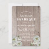 Paren BBQ Rozen & Houten Baby shower Uitnodiging (Voorkant)