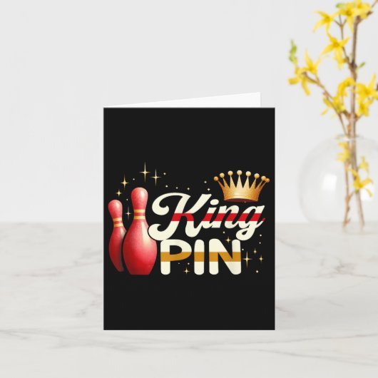 Paren Bowler League Bowling King Pin Dragen Cro Kaart (Gele Bloem)