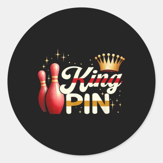 Paren Bowler League Bowling King Pin Dragen Cro Ronde Sticker (Voorkant)
