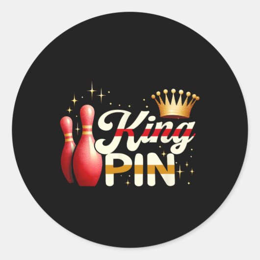 Paren Bowler League Bowling King Pin Dragen Cro Ronde Sticker (Voorkant)