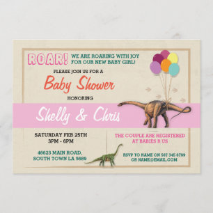 Paren Dinosaur Baby shower Het is een meisje dat u Kaart