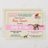 Paren Dinosaurus Baby shower Het is een Meisje Uit Kaart (Voorkant / Achterkant)