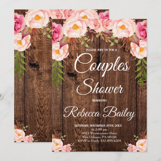 Paren Douche, bruiloft Douche Party Kaart (Voorkant / Achterkant)