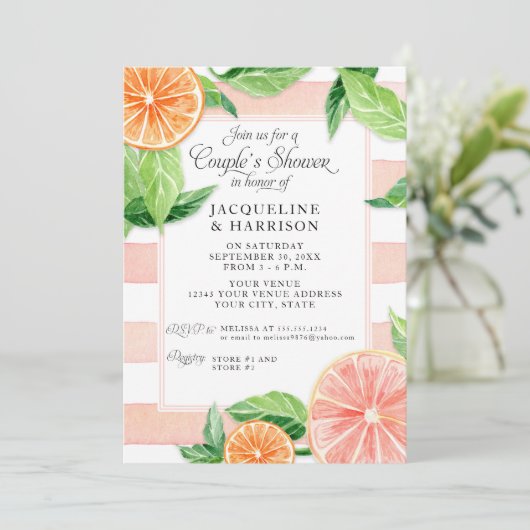 Paren Douche Citrus Roze Zwarte Grapefruit Retro Kaart (Staand voorkant)