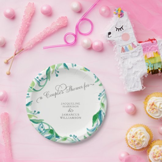 Paren Douche Laurel Leaf Krans Olijf Waterverf Papieren Bordje (Feest)