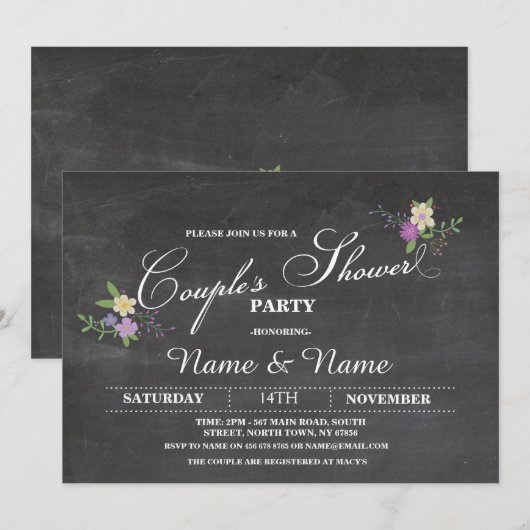 Paren Douche Party Verloving bruiloft Uitnodiging (Voorkant / Achterkant)