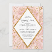 Paren Douche Roos Gold Faux Glitter Marmer Blush Kaart (Voorkant)