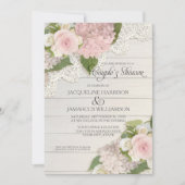 Paren Douche Script Typografie Roze Hortensia's Kaart (Voorkant)