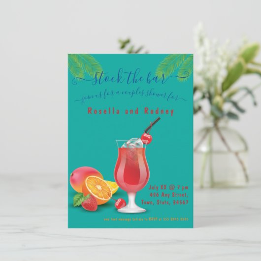 Paren Douche 🍸 Stock de Bar Feestviering Kaart (Staand voorkant)