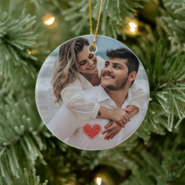Paren Eerste Kerstfoto Naam Keramisch Ornament