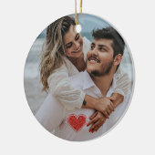 Paren Eerste Kerstfoto Naam Keramisch Ornament (Links)