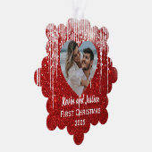 Paren Eerste Kerstfoto Naam Ornament Kaart (Rechts)
