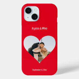 Paren Foto in Hart Gepersonaliseerde Pas getrouwd iPhone 15 Case