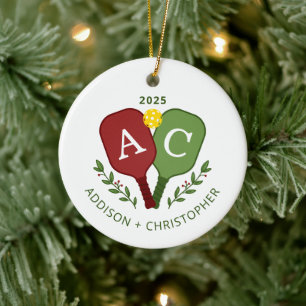 Paren Foto Pickleball Kerst Ornament