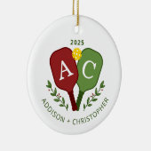 Paren Foto Pickleball Kerst Ornament (Rechts)