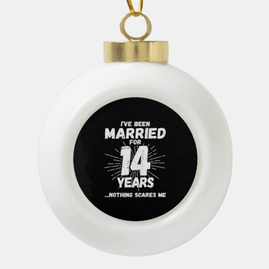 Paren gehuwd 14 jaar Funny 14th Jubileum Keramische Bal Ornament (Voorkant)