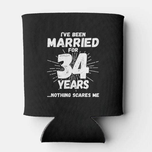 Paren getrouwd 34 jaar grappig 34ste Jubileum Blikjeskoeler (Achterkant)