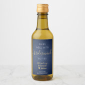 Paren Goed Bruidsmeisje Voorstel Marine Blauw Goud Wijn Etiket (Voorkant)