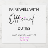  paren goed met ambtelijke taken likeurfles etiket (Enkel label)