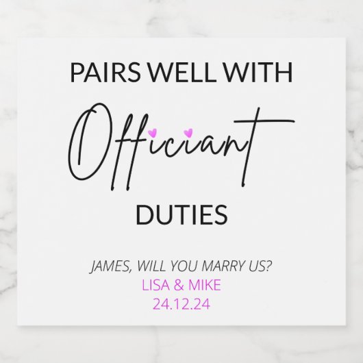  paren goed met ambtelijke taken likeurfles etiket (Enkel label)