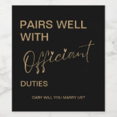  paren goed met ambtelijke taken wijn etiket (Enkel label)