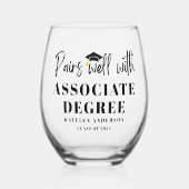 Paren Goed met Associate Degree Afstuderen Gift Wijnglas Zonder Voet (Voorkant)