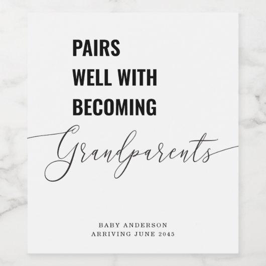 Paren goed met Baby aankondiging grootouders Wijn Etiket (Enkel label)