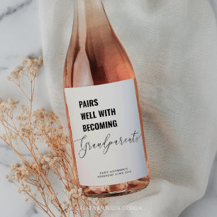 Paren goed met Baby aankondiging grootouders Wijn Etiket