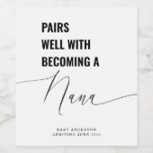 Paren goed met Baby aankondiging Nana Wijn Etiket (Enkel label)