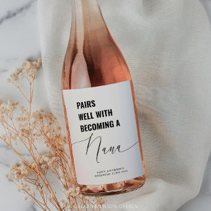 Paren goed met Baby aankondiging Nana Wijn Etiket