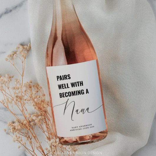 Paren goed met Baby aankondiging Nana Wijn Etiket