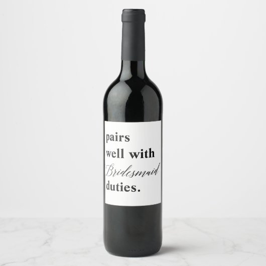 Paren goed met bridesmaïde accijnzen Weddenschap Wijn Etiket (Voorkant)