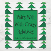 Paren goed met de knappe kerstboom van familielede wijn etiket (Enkel label)