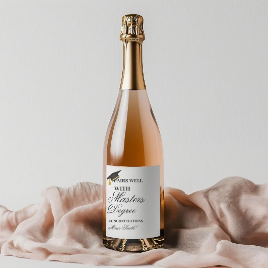 Paren goed met een Master Degree Graduation Party Wijn Etiket