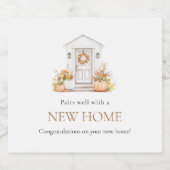Paren goed met een nieuwe Herfst Home Housewarming Sparkling Wijnetiket (Enkel label)