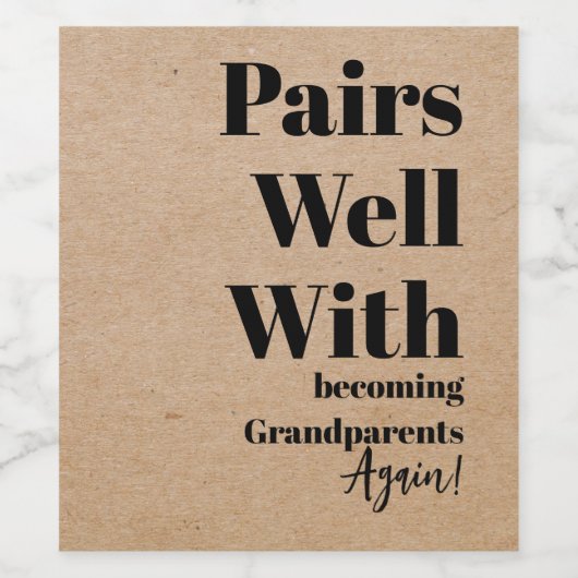 Paren goed met grootouders weer rustieke kraft wijn etiket (Enkel label)