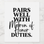 Paren goed met het waslabel van Honor Duties Wijn Etiket (Enkel label)