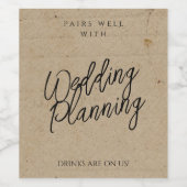Paren goed met huwelijksplanningstaken wijn etiket (Enkel label)