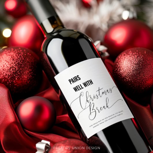 Paren goed met kerstvakantie wijn cadeau leraar wijn etiket